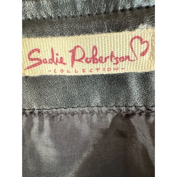 Sadie Robertson Collection Womens Black Faux Leather Mini Skirt Wild Blue Medium - Picture 4 of 16